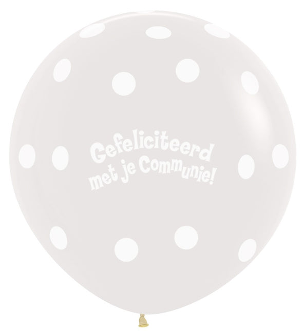 Balony komunijne Polka Dots Crystal Clear 91cm 2szt.