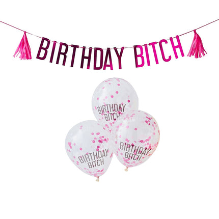 Zestaw różowych balonów Happy Birthday Bitch 2,5 m