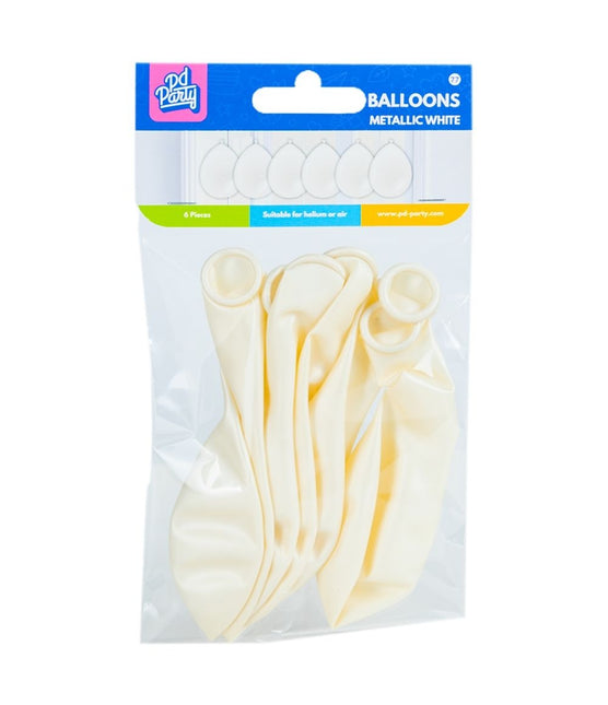 Balony białe metaliczne 30cm 6szt