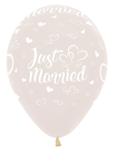 Balony Just Married Hearts Crystal Clear 30cm 25szt