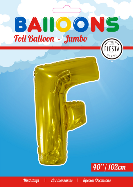 Balon foliowy litera F złoty XL 102cm pusty