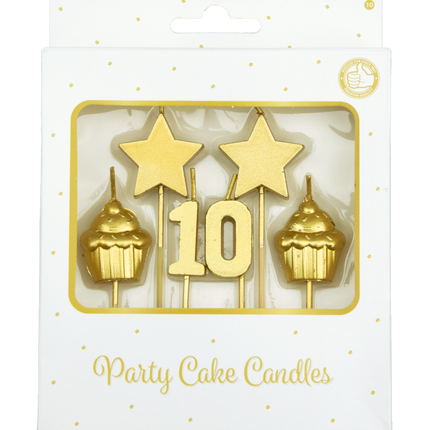 Świeczki 10 Years Cupcake Gold 17,5cm