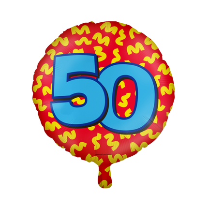 Balon helowy 50 lat kolorowy pusty 46 cm