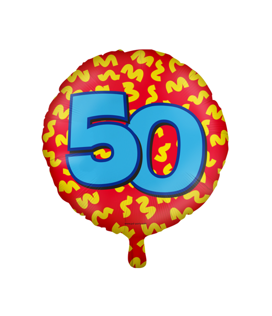 Balon helowy 50 lat kolorowy pusty 46 cm