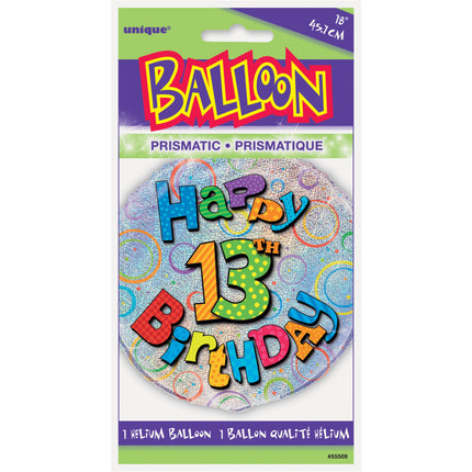 Balon helowy 13 lat Glitter 45 cm pusty