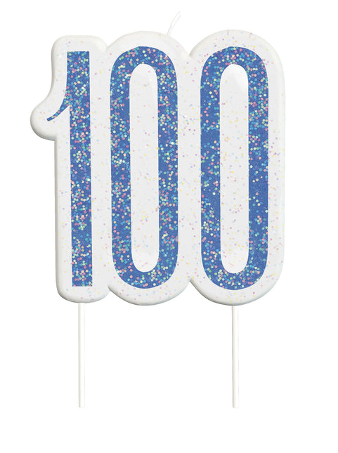 Świeca 100 Years Glitter Blue 8,5 cm