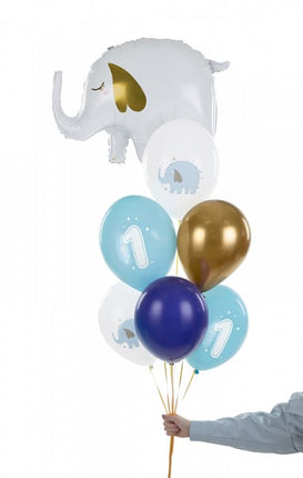 Balony 1 Rok Mix Niebieskie 30cm 6szt