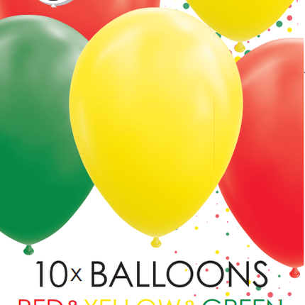 Balony czerwone żółte zielone 30cm 10szt