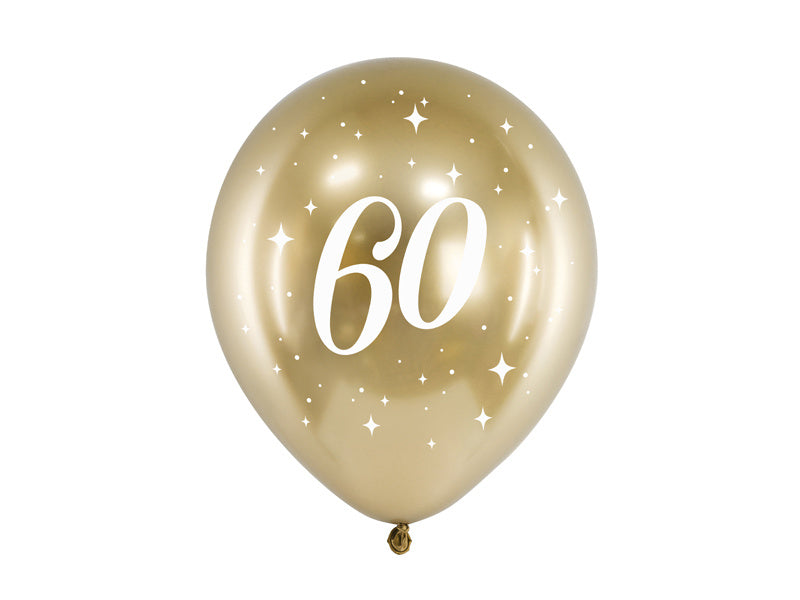 Balony 60 lat złote 30cm 6szt