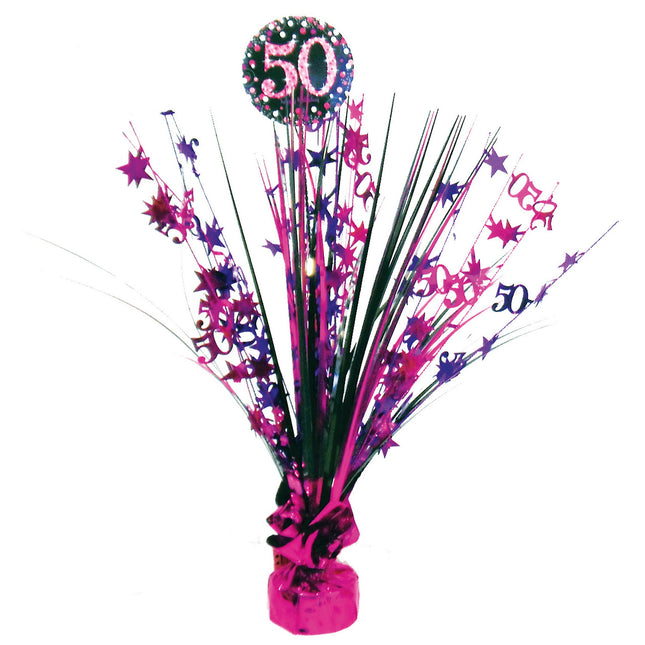 Dekoracja stołu 50 Years Happy Birthday Pink 33cm