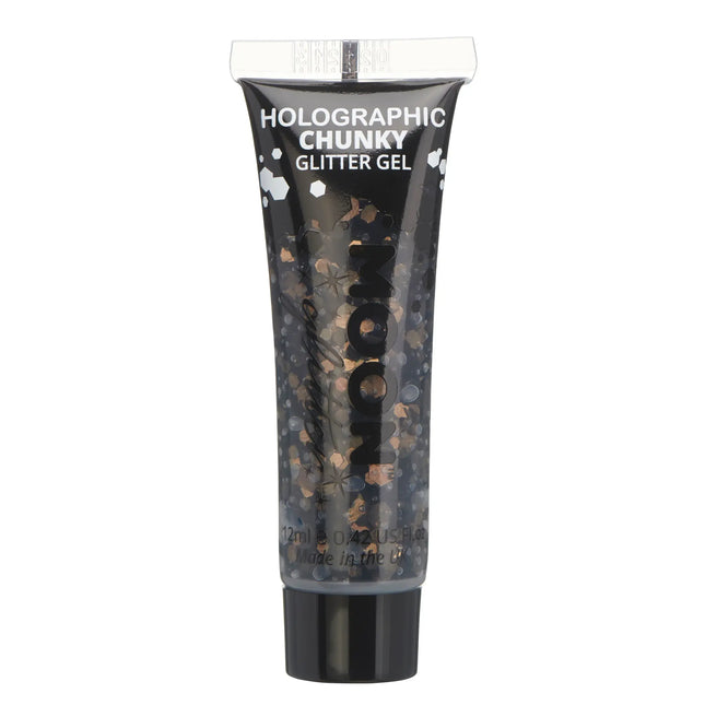 Moon Glitter Holographic Chunky Glitter Gel Black 12ml