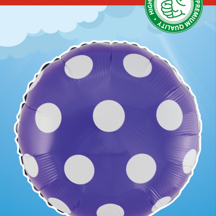 Balon helowy kropki fioletowy 45 cm pusty