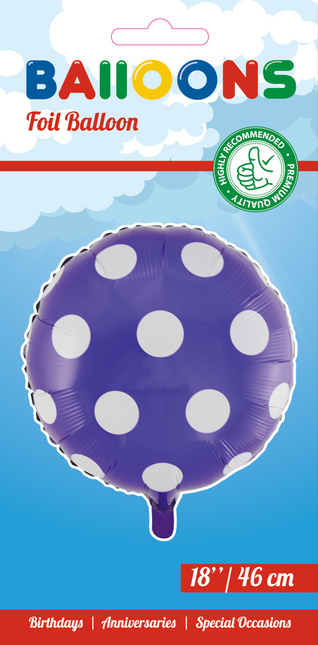 Balon helowy kropki fioletowy 45 cm pusty