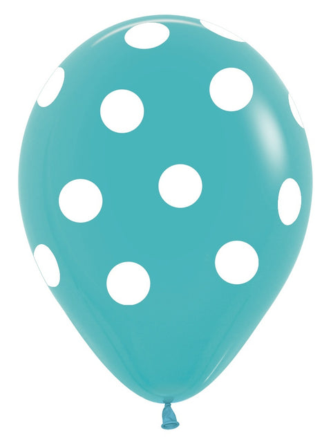 Balony Białe Kropki Mix 30cm 25szt