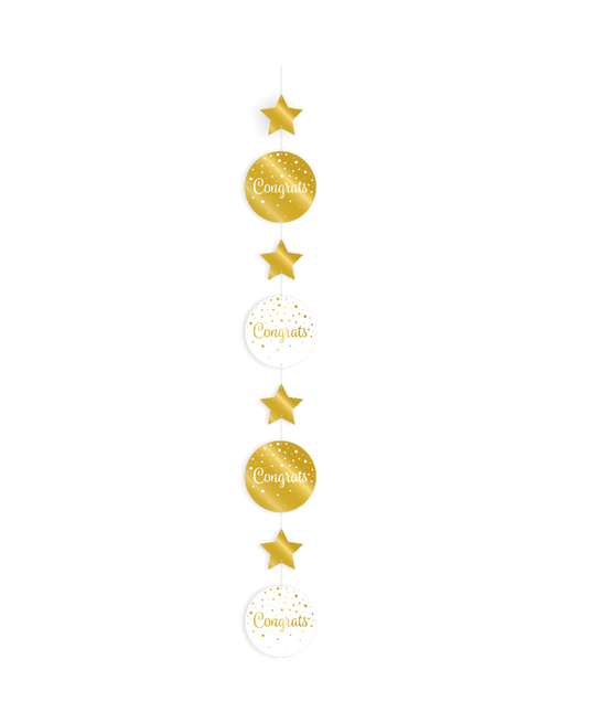 Złoto-biała dekoracja wisząca Congrats 17cm