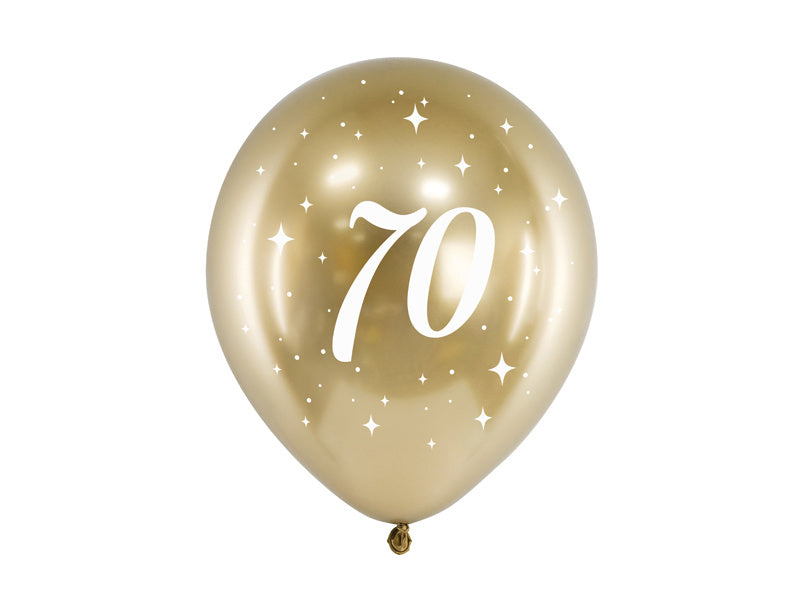 Balony 70 lat złote 30cm 6szt