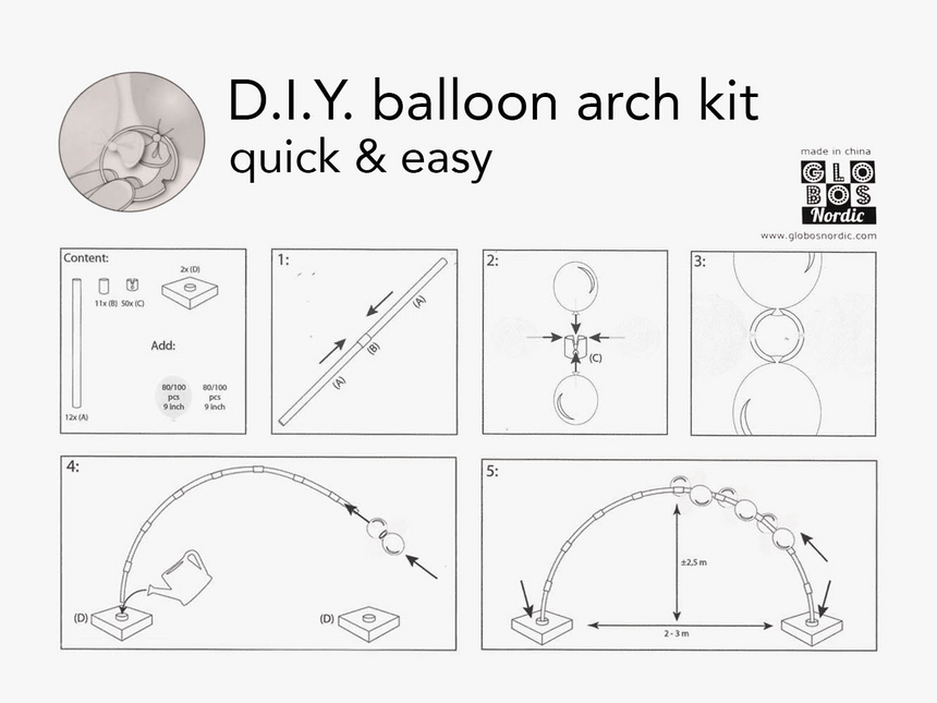 Łuk balonowy domowej roboty zestaw 3x2,5m