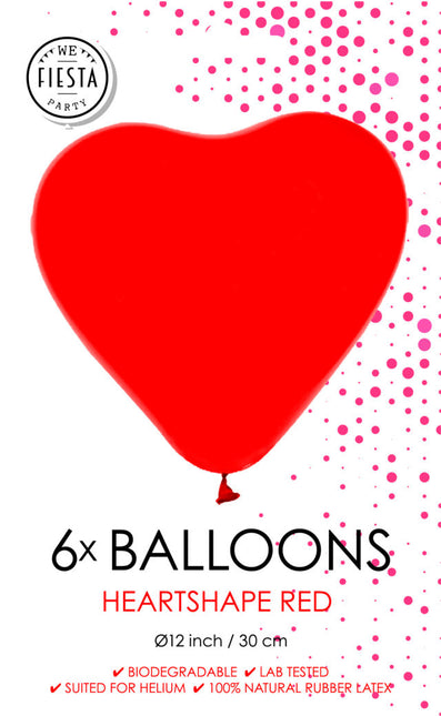 Balony czerwone serca 30cm 6szt