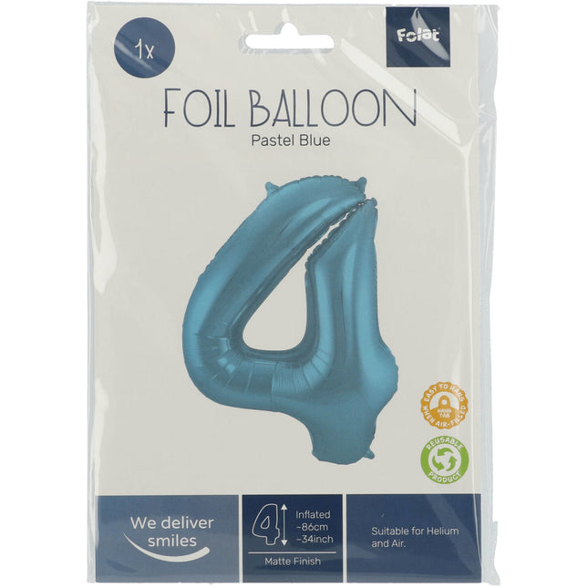 Balon foliowy Figurka 4 Pastel Blue XL 86cm pusty