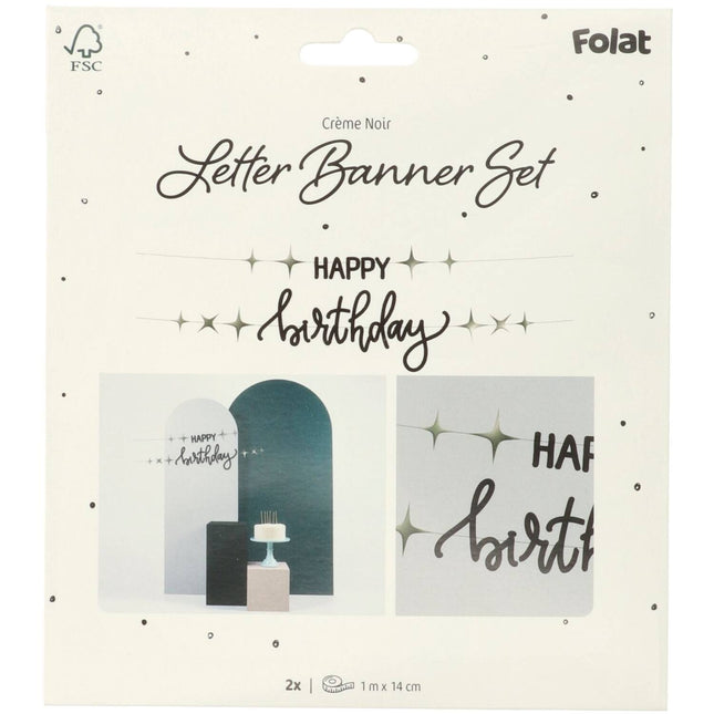 Girlanda Happy Birthday Letter Black 1,5 m