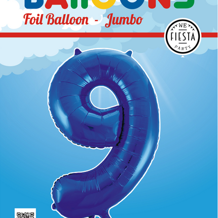 Balon foliowy Figurka 9 Niebieski XL 86 cm pusty