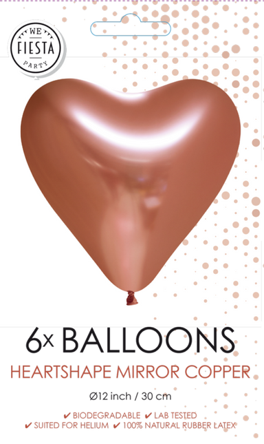 Balony serca miedziane 30cm 6szt