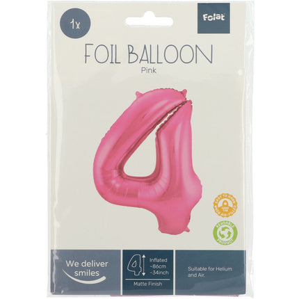 Balon foliowy Figurka 4 Matt Pink XL 86cm pusty