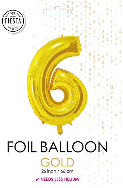 Balon foliowy Figurka 6 Gold 66cm