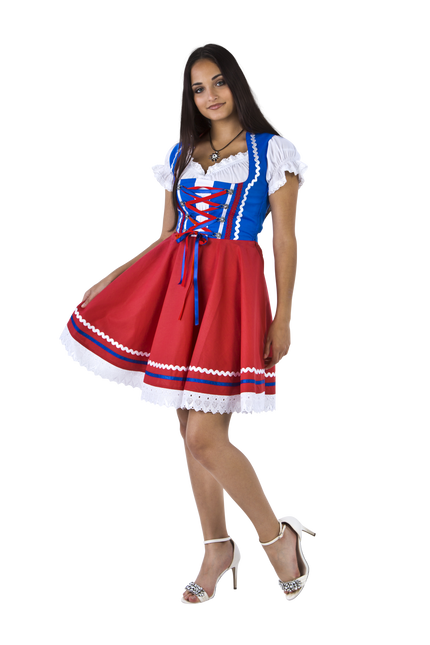 Oktoberfest Dirndl Dress Oktoberfest Red Blue Ladies 2 Pieces