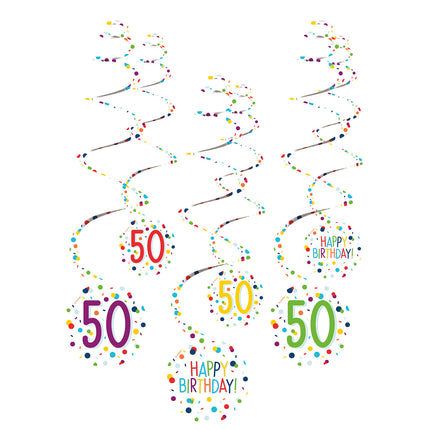 Dekoracja wisząca 50 Years Happy Birthday Confetti 61cm 6szt