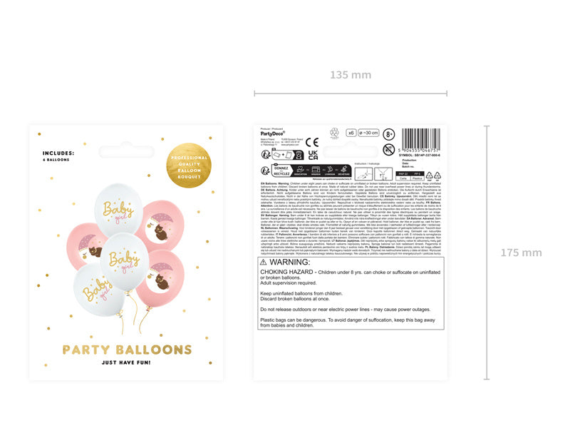 Balony dziecięce różowe 30cm 6szt