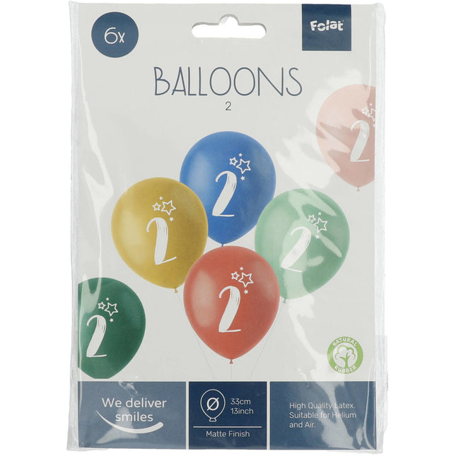 Balony 2 lata kolorowe 33cm 6szt