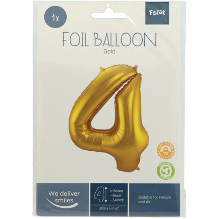 Balon foliowy Figurka 4 Gold Metallic XL 86 cm pusty