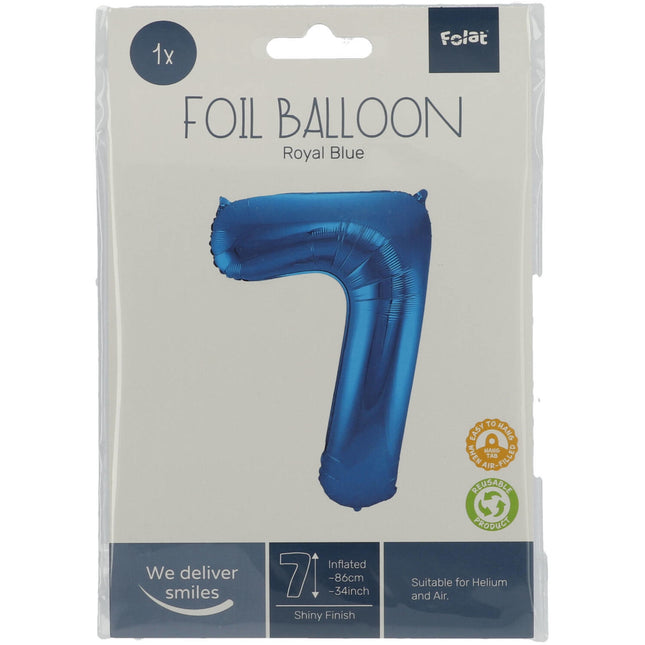 Balon foliowy Figurka 7 Niebieski Metaliczny XL 86cm Pusty