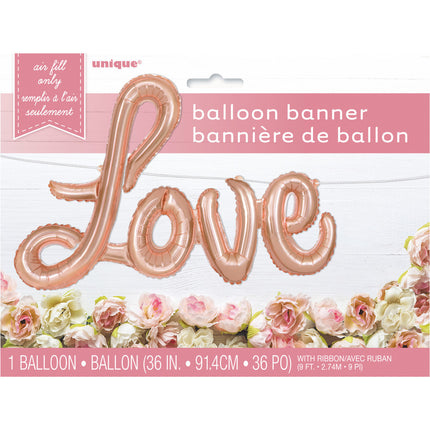 Balon foliowy Love Rose Gold pusty 2,74 m