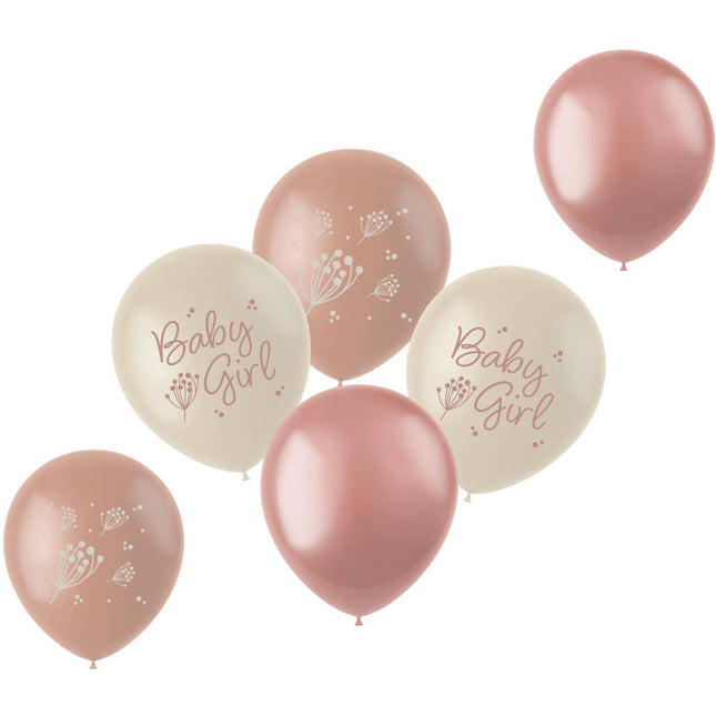 Balony porodowe Babygirl 33cm 6szt