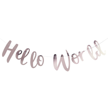 Różowozłota girlanda z literami Hello World 1,5 m