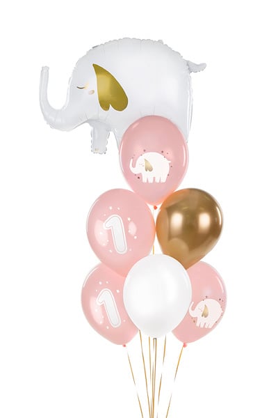 Balony 1 Rok Mix Różowe 30cm 6szt