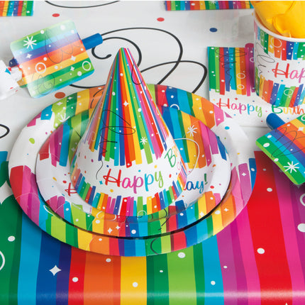 Talerzyki urodzinowe Happy Birthday Rainbow 23cm 8szt