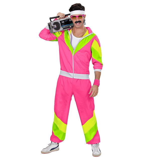 Neonowy dres 80S Wadliwy zielony różowy