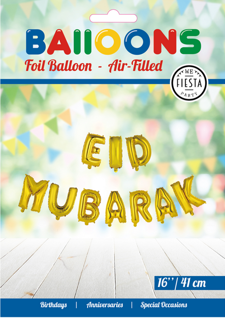 Balony Litera Eid Mubarak Złote Puste 41cm