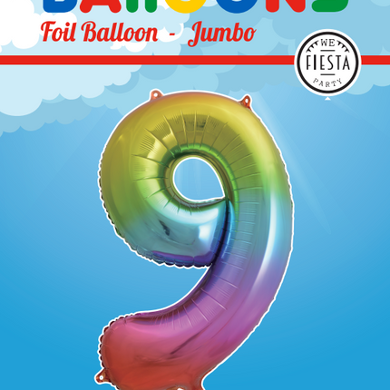 Balon foliowy Figurka 9 Rainbow XL 86cm pusty