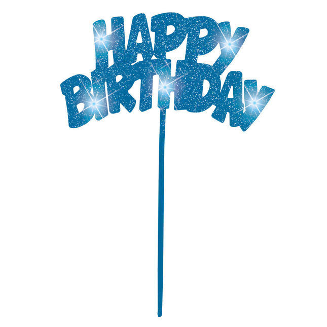 Topper na tort Happy Birthday Blue Lighting 26cm