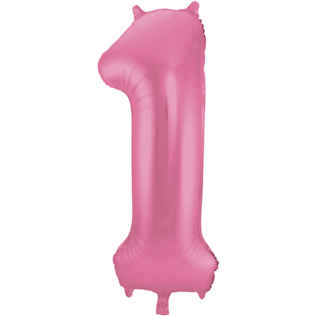 Balon foliowy Figurka 1 Matt Pink XL 86cm pusty