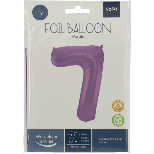 Balon foliowy Figurka 7 Matt Purple XL 86cm pusty