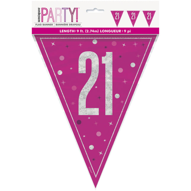 21 Years Garland Pink 2,5 m