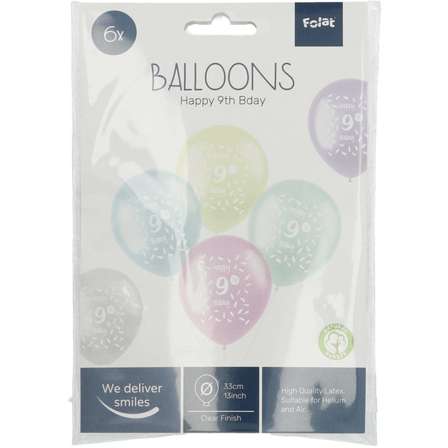 Balony Happy 9Th Bday 33cm 6szt