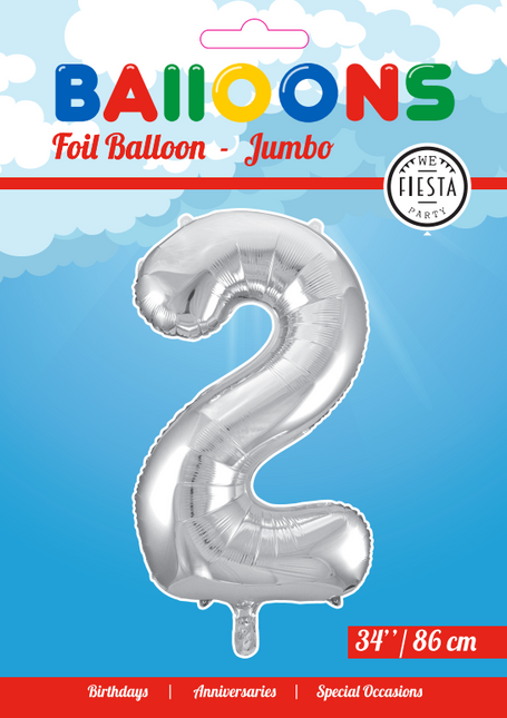 Balon foliowy Figurka 2 Srebrny XL 86 cm pusty