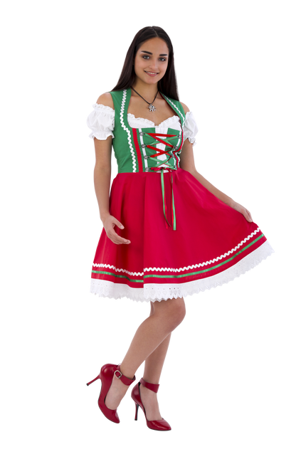 Oktoberfest Dirndl Dress Oktoberfest Red Green Ladies 2 Pieces