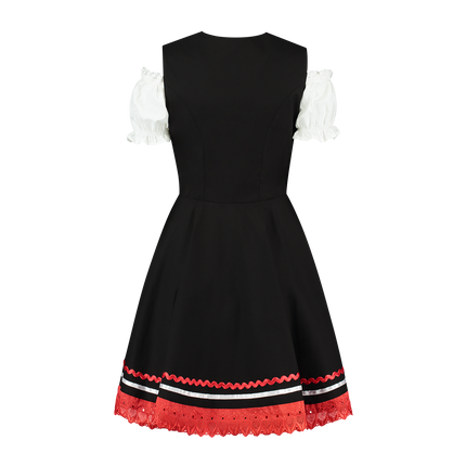 Oktoberfest Dirndl Dress Oktoberfest Black Red Ladies 2 Pieces